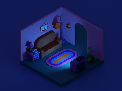 Simpsons living room - night