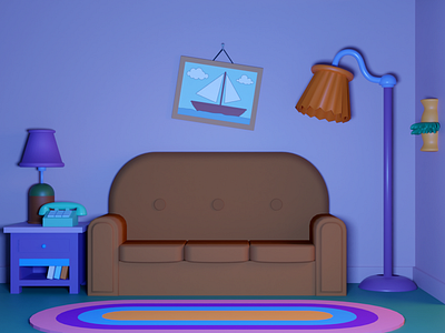 Simpsons Living Room Night By