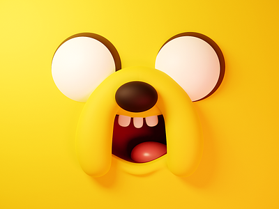 Jake - Adventure time 3d adventure time blender cartoon dog emotion face happy illustraion jake jake the dog smile