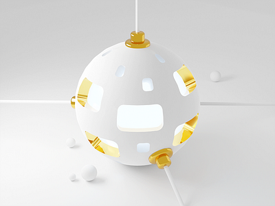 Sphere Chamber 3d abstract blender clay clean dome gold illustration modern ornament sphere white