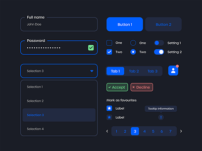 UI Elements adobe xd button checkbox dark mode design system elements input interface light product radio rounded switches system toggle ui