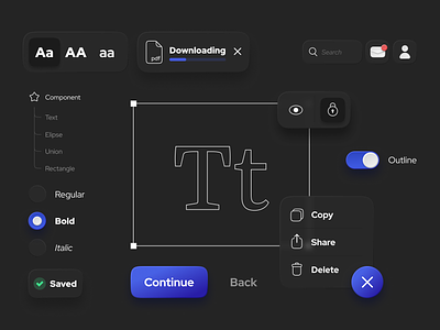 UI Style exploration button components dark mode dashboard design system elements glassmorphism icons interface menu product radio skeumorphism system toggle ui