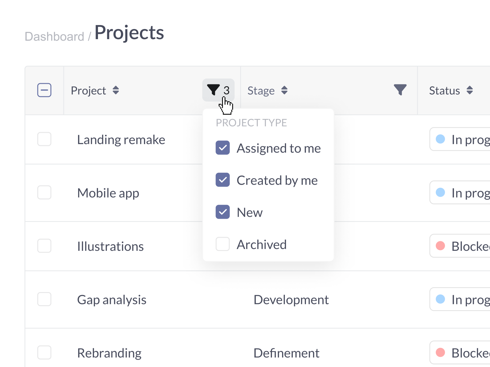 Table column filter by Algirdas Jasaitis on Dribbble