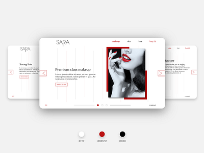 Sara makeup clean elegant fancy layout lipstick makeup perfume posh premium red web web design white xd