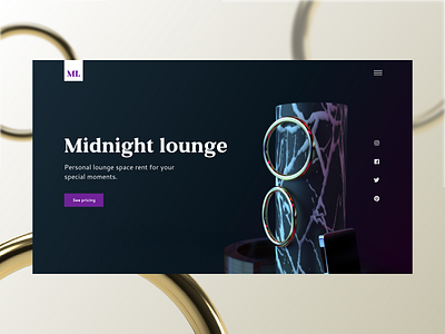 Midnight lounge website 3d adobe dimension adobe xd club dimensions landing lounge luxury marbel party rent ring website