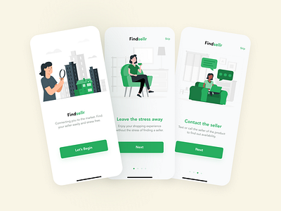 Findsellr onboarding screens