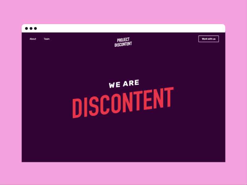 Project Discontent site hero concept