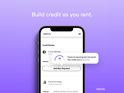 New at Naborly: Build credit as you pay your rent! build credit credit builder landlords rent rent payments rentals report rent payments tenants ui ux