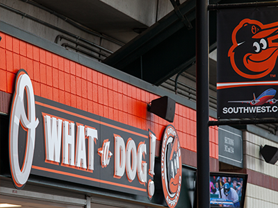 Camden Yards - O What A Dog  Concessions Signage
