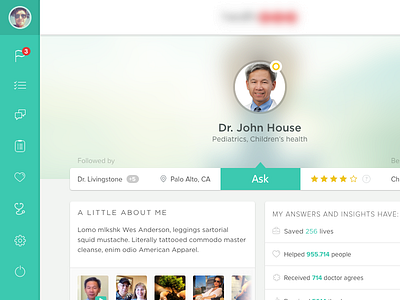 Doctor Profile app blur caduceus doctor flat flat ui frost green ios7 medical user profile web