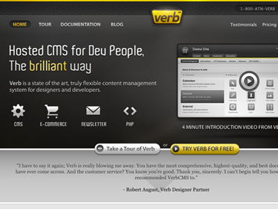 Marketing Site cms ui verb web design