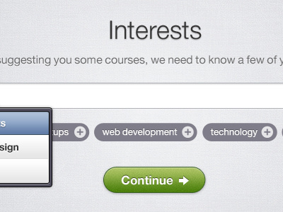 Udemy V3, Interests interests noise plus icon tags udemy v3 web app