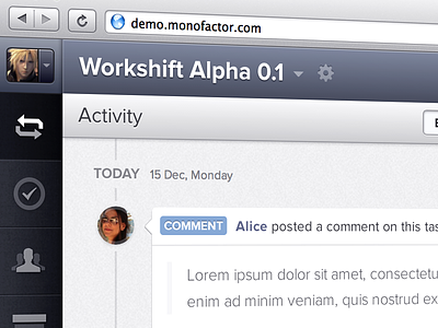 Activity - Real Pixels activity avatar css3 feed files label news people task lists tasks thumbnails timeline workshift