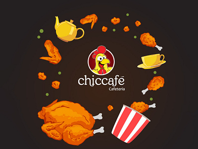 Logo Design- Chiccafe Cafeteria branding cafe cafeteria chiccafe chicken coffee creative design illustration illustrator logo logo design vector