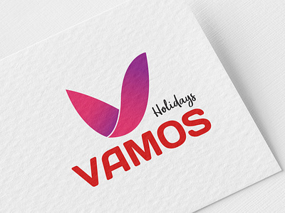 Logo Design for VAMOS Holidays (Travel Agency) boat branding creative fly gradient design illustration illustrator lets go logo logo design nomads road travelling vacation vamos vector wanderers wayfarer