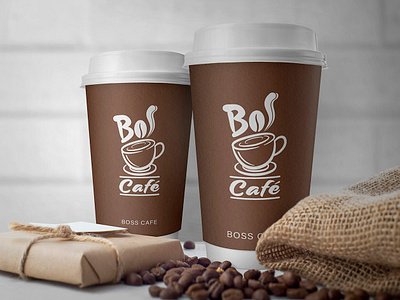 Logo Design- Boss Cafe beans branding cafe cafeteria coffee coffee mug creative design flat logo illustration illustrator logo logo design logotype restrocafe vector