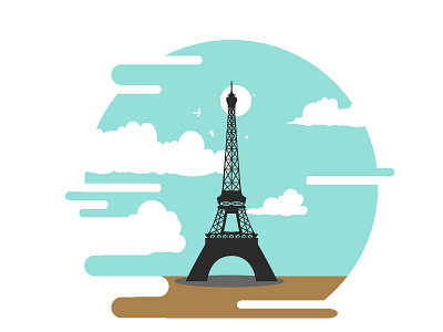 Country France - Eiffel Tower cloud country design eiffel flat france graphic icon illustration logo monument sky symbol tour tower travel type vector