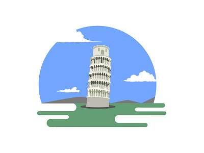 Country Italy - Tower of Pisa building cloud colorful concept country design figure graphic illustration italy monument nation pisa region sky symbol tour tower travel vector