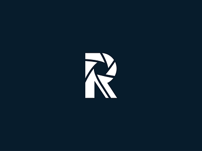 R PHOTOGRAPHY LOGO aperture black white blue camera dark logo logo r minimalistic photo photography photos r r logo shooting shot simple taking photo vector white