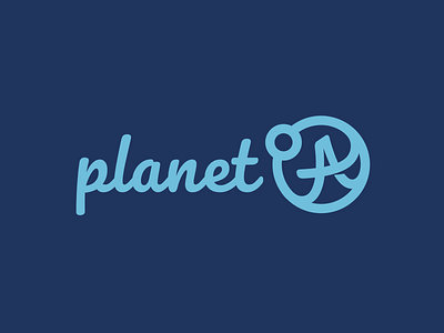 PLANET A LOGO a logo a logo planet application blue brand branding design logo logotype planet planet earth planetary planets simple typography vector