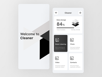 Cleaner app cache cleaner concept contact design duplicate graphic memory photo screenshot tool ui ux video