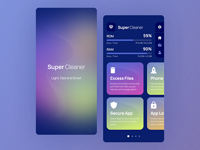 Super Cleaner app application cleaner concept design device files functions graphic junk manager memory optimizing super ui ux