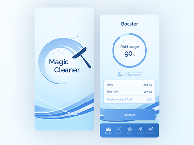 Magic Cleaner app cleaner concept design device files functions graphic junk magic manager memory optimizing phone storage tool ui ux