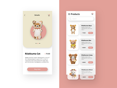 Rilakkuma Store - Mobile Version app character clean design flat icon illustrator ios minimal mobile store app ui ux vector