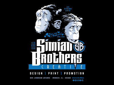 Simian Brothers Black Poster branding design flinging creativity illustration logo monkeys poster poster art print promotion self promotion simian brothers