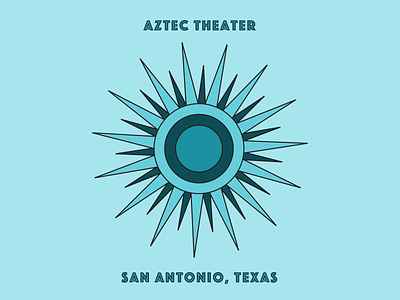 Aztec Theater art aztec azure blues circles colorful cyan design geometric art icon logo stars sun vector