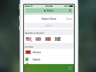 fnd Store Selection app fang flat ios7 itunes location modal off canvas responsive