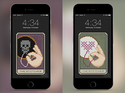 💀🃏❤️ The Stitcher Tarot Card Phone Wallpapers android card cross stitch download heart iphone pixel pixel art skull stitch tarot wallpaper