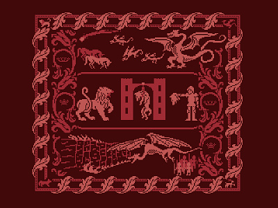 Game of Thrones Pixel Art Tapestry a song of ice and fire baratheon cross stitch dragon illustration lannister night king pixel art stark tapestry targaryen white walker