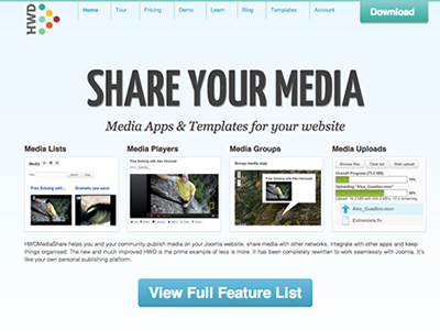 HWD Media Share Website cms joomla website