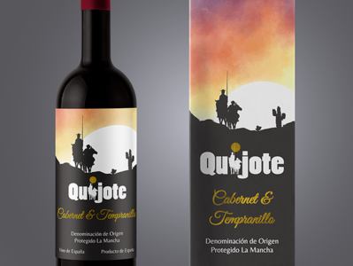Quijote Wine Package Concepts illustration illustrator package mockup packagedesign photoshop product label design product mockup wine label wine label design