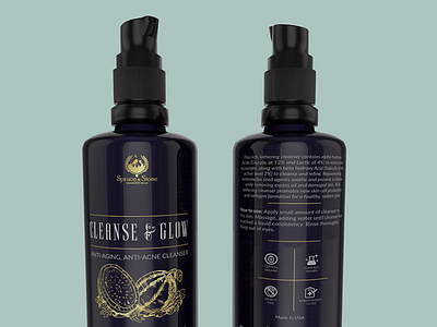 Cleanse & Glow Facial Cleanser illustration illustrator package design package mockup product label design product mockup