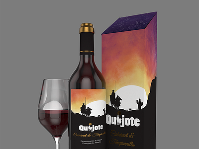 Quijote Wine Redux 3d rendering blender3d design illustration illustrator package design product label design product mockup