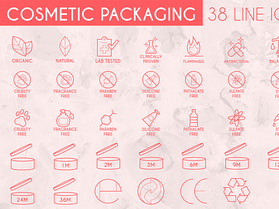 Cosmetic Packaging Line Icon Pack cosmetic packaging cosmetics design icon design icon set icons illustrator line icons