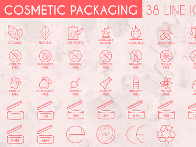 Cosmetic Packaging Line Icon Pack
