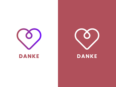 Danke Logo german gradient graphic design gratitude kindness logo logo design logomark pink presence purple thank you typography violet