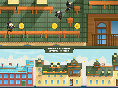 Ekochron Chimney Sweep 5/6 characterdesign chimneybench chimneysweep game handdrawnanimation leveldesign platformer roofs tile