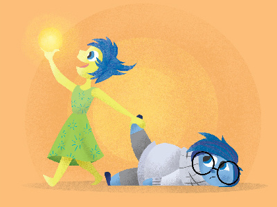 Joy & Sadness art doodle drawing fanart illustration insideout joy pixar practice