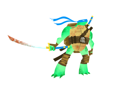 Leo art cartoon illustration katana leo ninja turtles