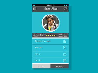 Profile Screen For Mobile App ( Free PSD )