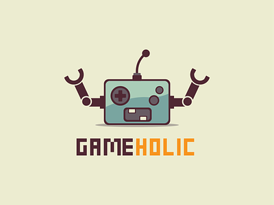 Gameholic gamers games illustrator logo retro retro games