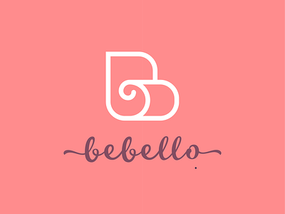 Bebello b logo baby feminine flat logo logo design mommy swirl
