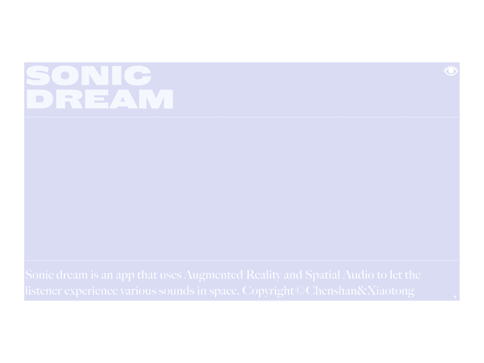 013 - Sonic Dream animation augmentedreality design gif logo sonic sound spatial typography ui ui design user interface web web design website website design