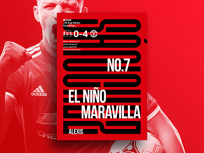 Round 4: Sanchez makes his debut design football graphic design layout poster print red soccer type typography