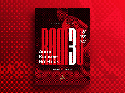 Aaron Ramsey Hat-Trick design football graphic design layout poster print red soccer type typography