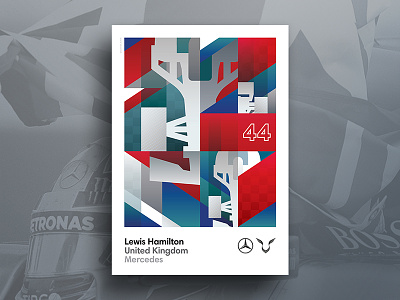Lewis Hamilton 44 blue design flat flat design gradient illustration poster red shapes vector